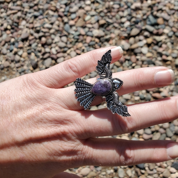 New Lepidolite 925 Silver Mystic Ring. - Picture 8 of 16